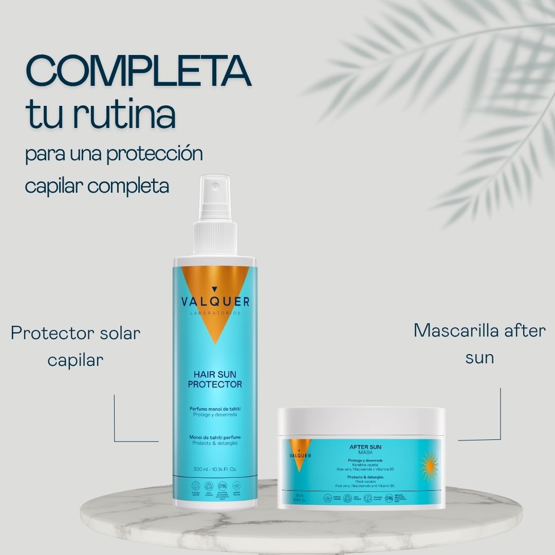 Rutina capilar completa con protector solar para el cabello y mascarilla After Sun de Valquer