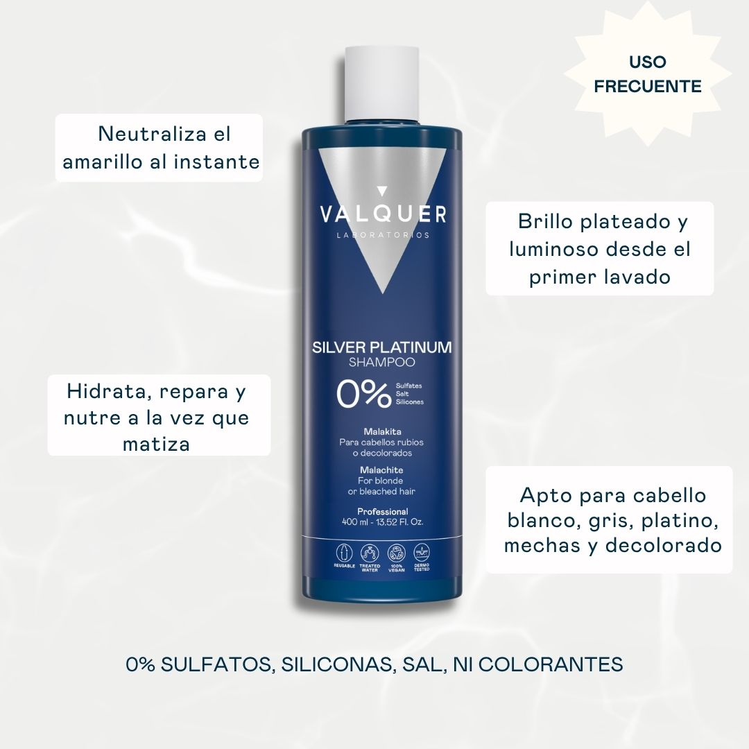 Rutina Silver Platinum Valquer con mascarilla y loción matizadora para potenciar los resultados tras 3 meses de uso continuado