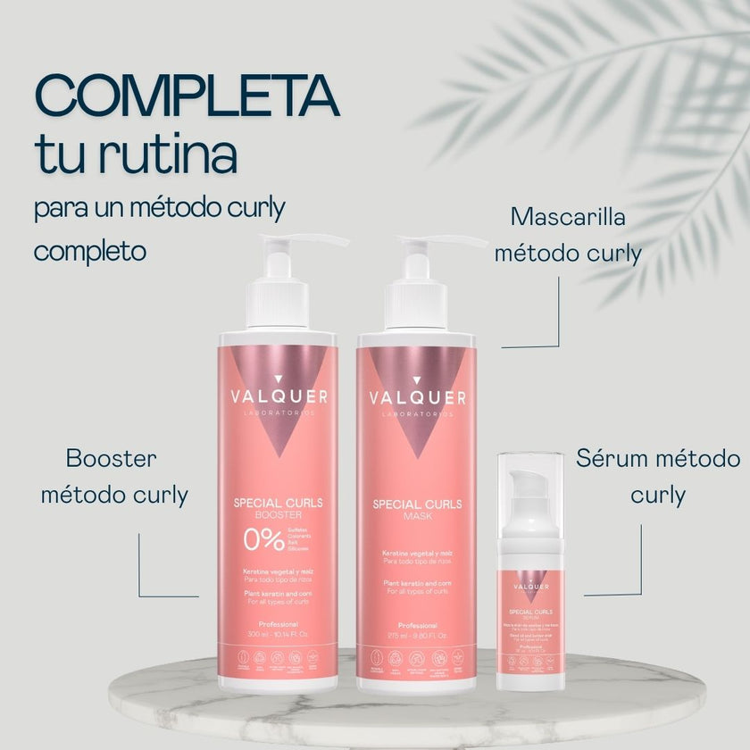 Rutina Método Curly completa Valquer: booster, mascarilla y sérum Special Curls para potenciar la definición del rizo