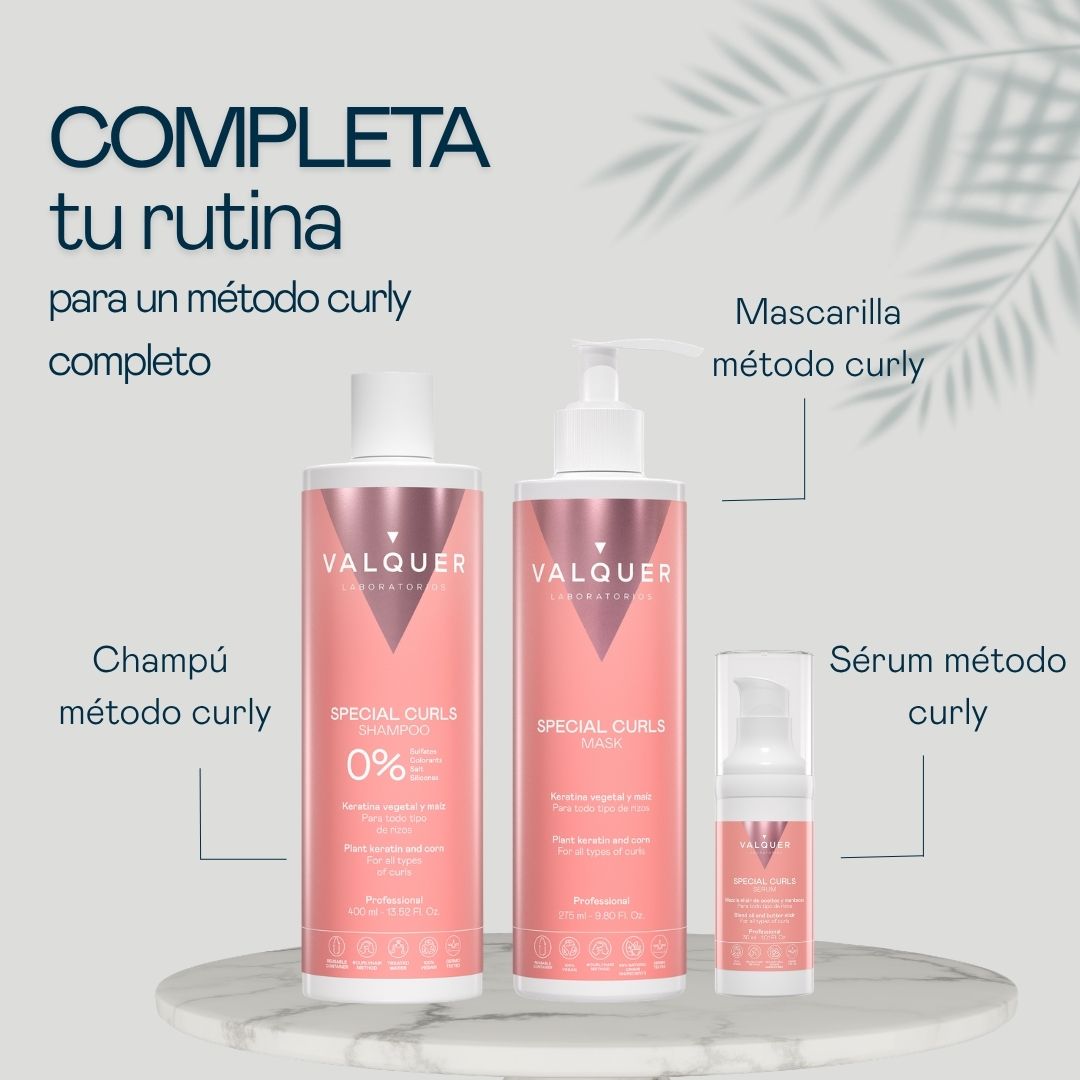 Rutina Método Curly completa Valquer: champú, mascarilla y sérum Special Curls para un método curly completo