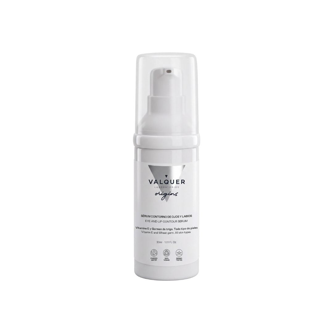 Sérum Contorno de Ojos y Labios Valquer Origins, 30 ml, con vitamina E y germen de trigo