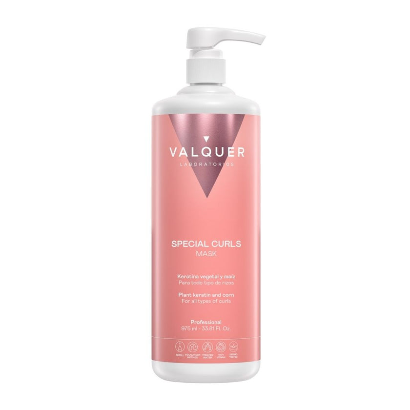 Special Curls Mask Valquer, 975 ml, con keratina vegetal y maíz para todo tipo de rizos