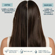 Antes y después del tratamiento anticaída Stop Loss Valquer: cabello débil y con raíz de poca densidad transformado en cabello fuerte, con cuerpo y saludable