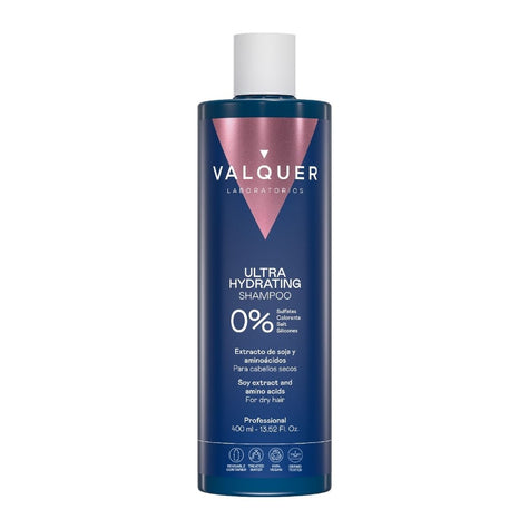 Ultra Hydrating Shampoo Valquer, 400 ml, 0% sulfatos, con extracto de soja y aminoácidos