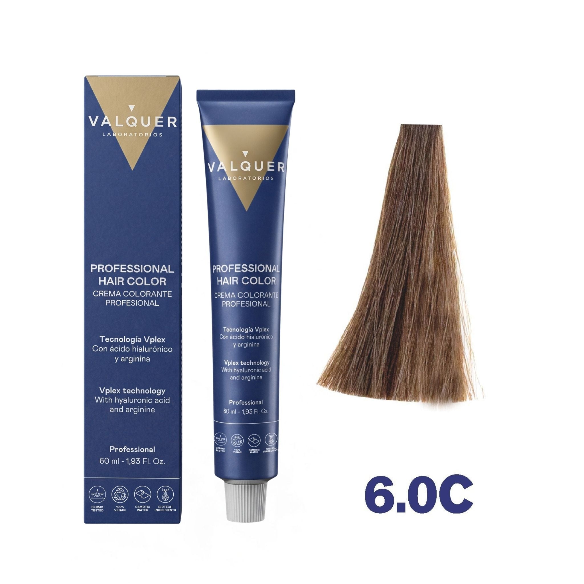 Tinte 6.0C Rubio Oscuro Frío - 60 ml de Valquer.
