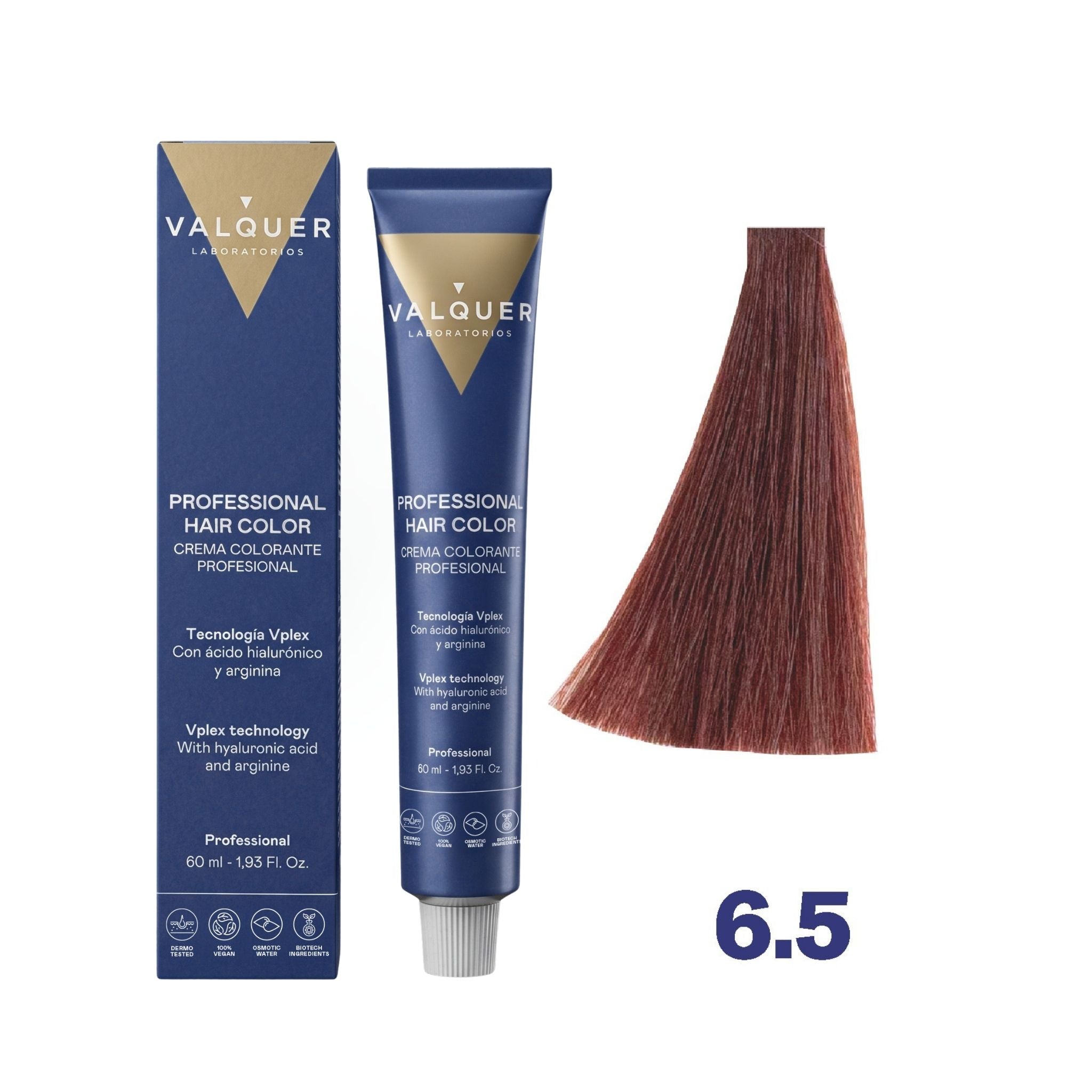 Tinte 6.5 Rubio Oscuro Caoba - 60 ml de Valquer.