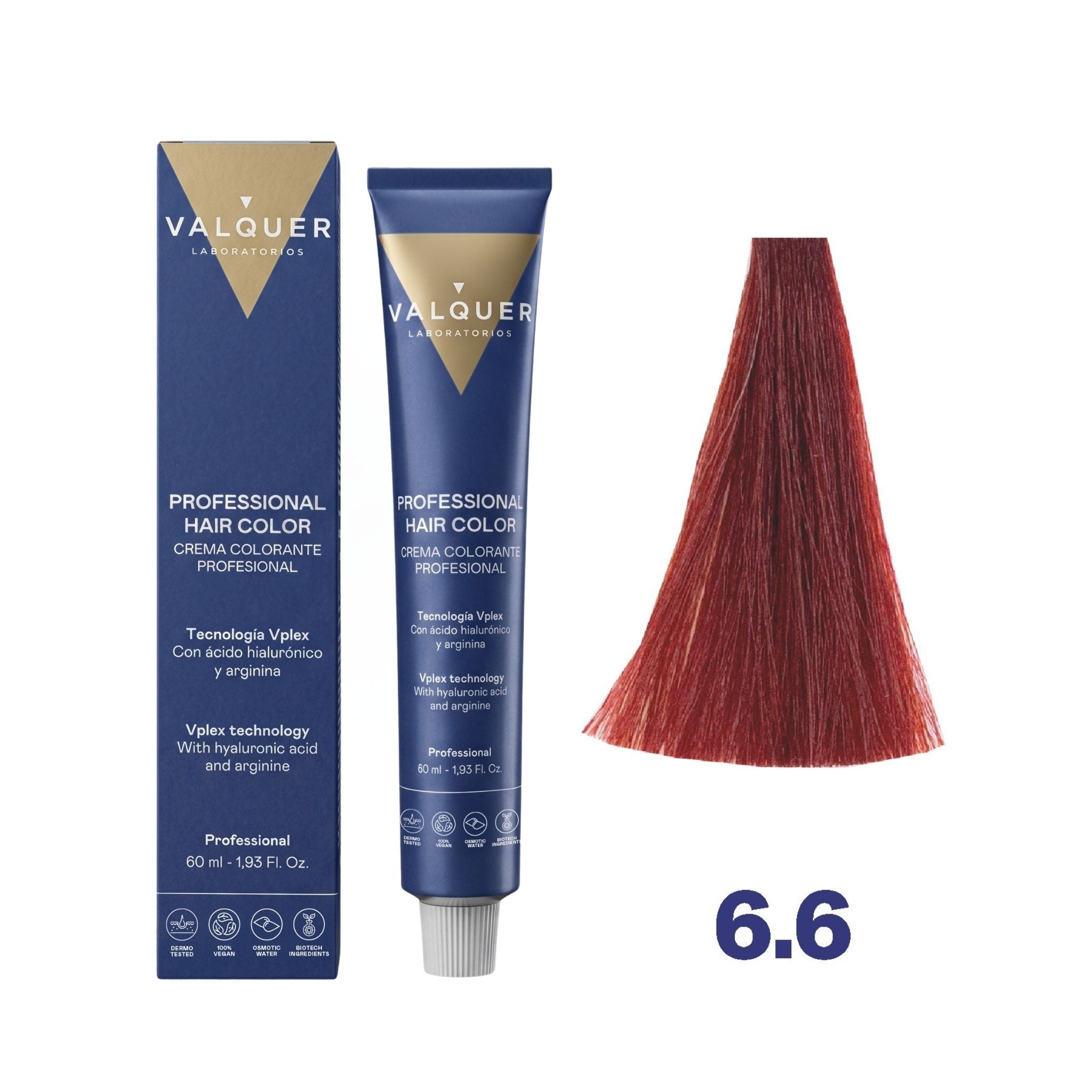 Tinte 6.6 Rubio Oscuro Rojizo - 60 ml de Valquer.