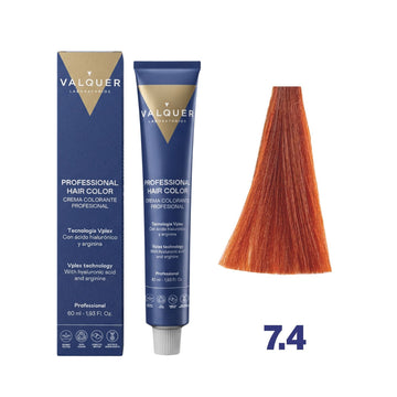 Tinte 7.4 Rubio Medio Cobrizo - 60 ml de Valquer.