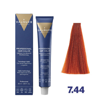 Tinte 7.44 Rubio Medio Cobrizo Intenso - 60 ml de Valquer.