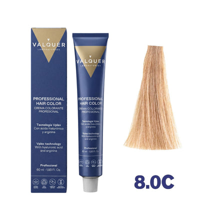 Tinte 8.0C Rubio Claro Frío - 60 ml de Valquer.